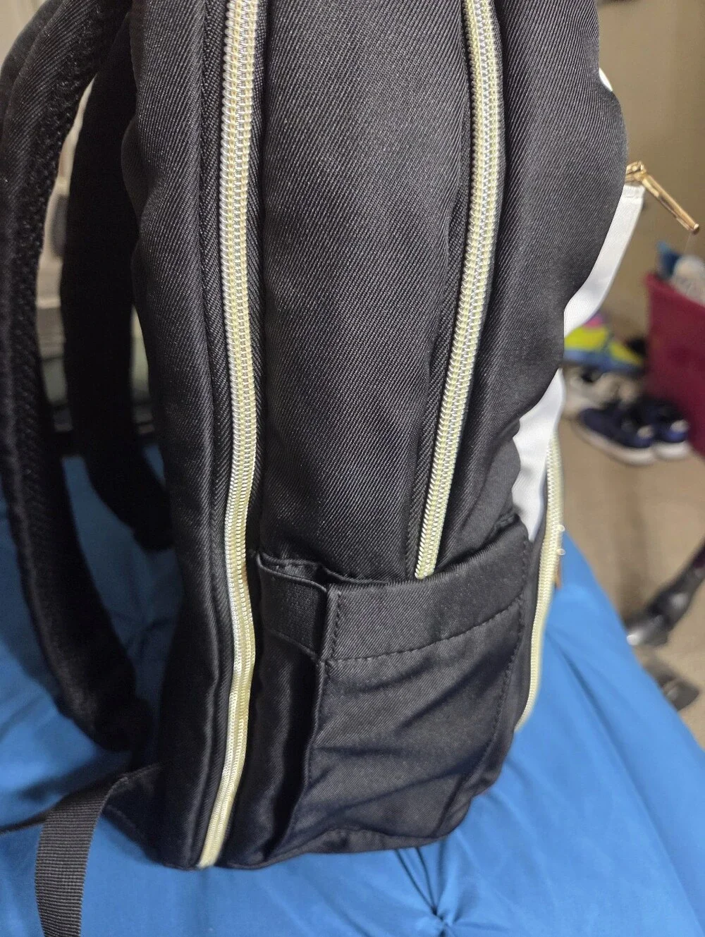 Nubily Quilted Unisex Backpack/laptop - Black, White & Brown